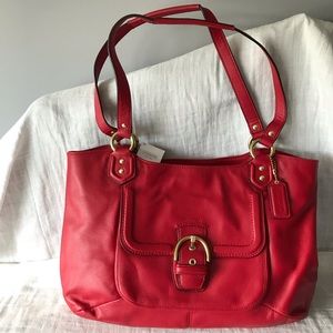 NWT Coach Campbell Leather Belle Carryall - Red